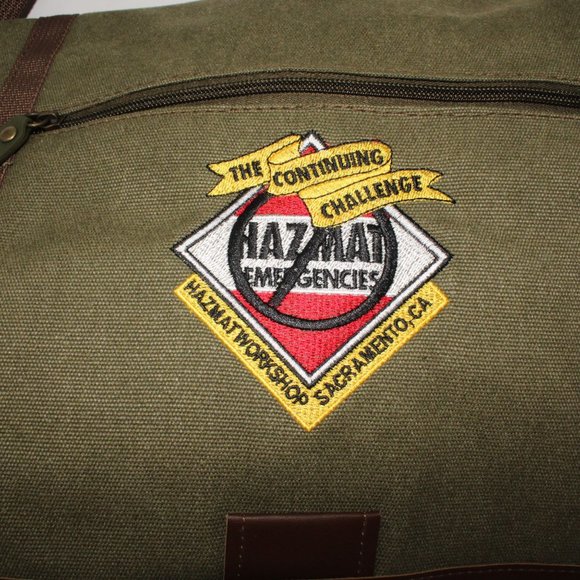 Sovrano Olive Valore Canvas Messenger Bag HazMat Advertising Embroidery Travel - Picture 2 of 10